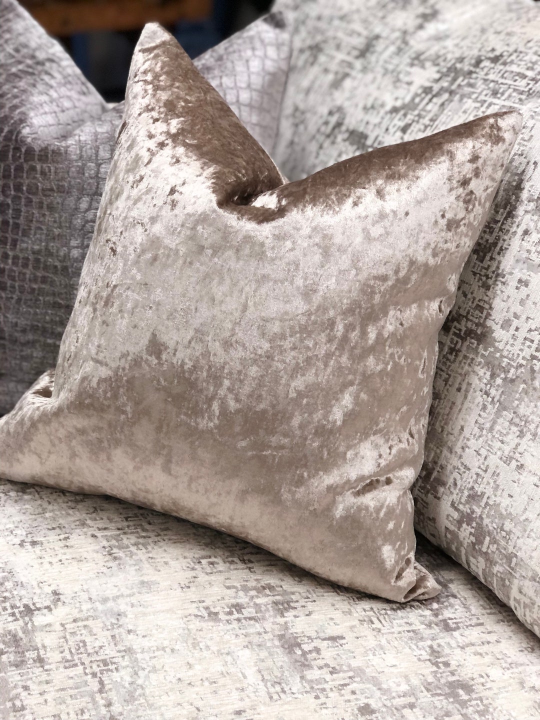 Blush pink crushed velvet cushions sales