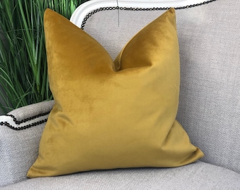Mustard/gold/turmeric throw pillow cover | luxury cushion cover | velvet scatter cushion cover | decorative cushion | modern/contemporary