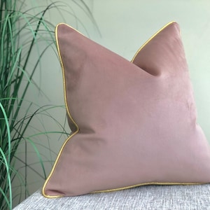 Pink pillow cover with piping - blush/light pink cushion cover - luxury velvet - custom pipings