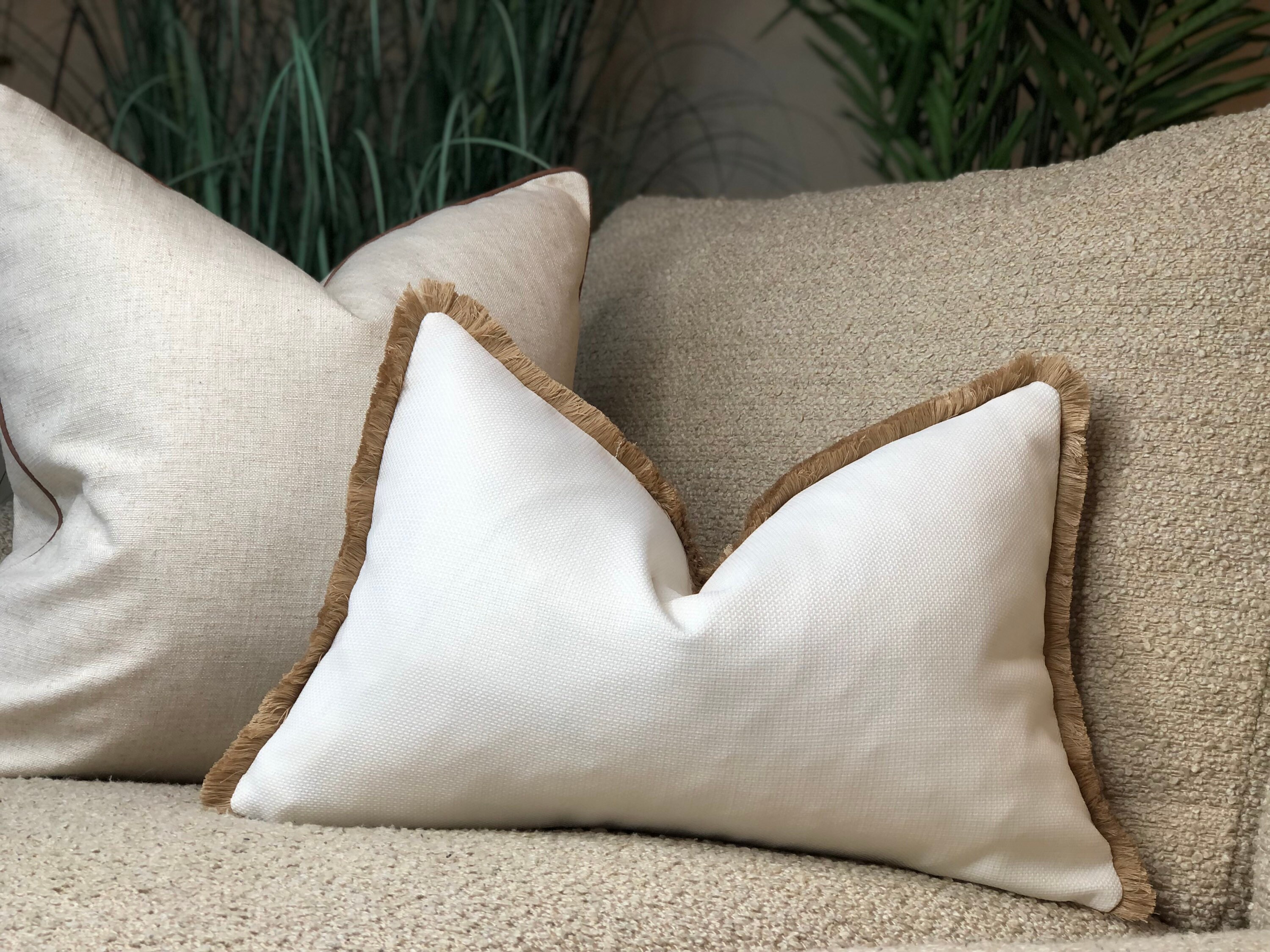 REAGAN Indoor/outdoor White Woven Pillow Cover White Pillow Waterproof  Pillow Porch Pillow Outdoor Lumbar Pillowwhite Outdoor Pillow 