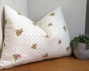 Hand made white country rose cushion cover | rectangle cushions | lumbar pillow | modern farmhouse decor
