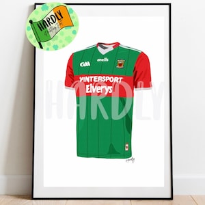 County Mayo GAA Jersey Print Gift Art Illustration  | Drawing | Sketch | Irish | GAA |Ireland | Clothes | Top | Sport | Irish Prints
