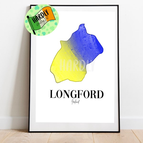 County County Longford an Longfoirt Map Print Minimalist Gift Art Illustration Drawing Sketch Irish Ireland County Outline Map Line Drawing