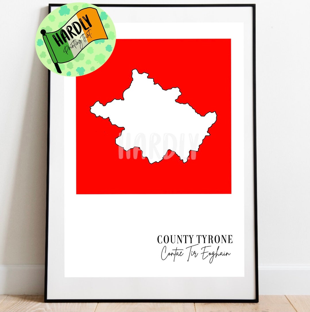 County Tyrone Tír Eoghain Map Print Minimalist Gift Art Illustration