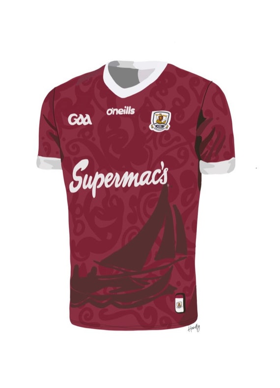 Galway GAA Jersey Print Gift Art Illustration Drawing Sketch Irish