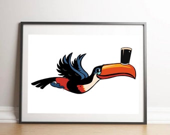 Guinness Toucan | Sign | Vintage | Gift | Art | Illustration | Drawing | Sketch | Irish Prints | Ireland | Eire |