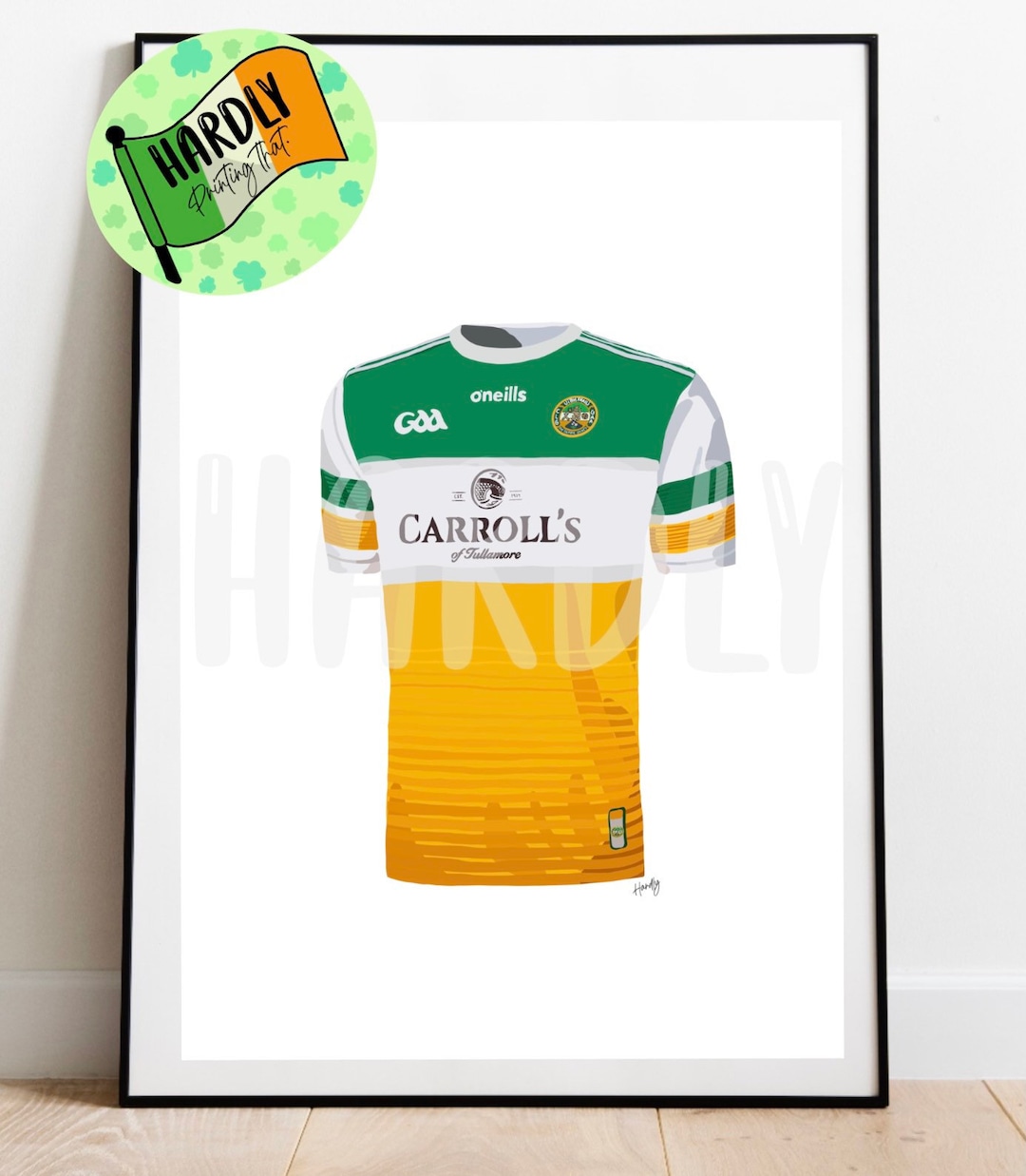 County Offaly GAA Jersey Print Gift Art Illustration Drawing Sketch