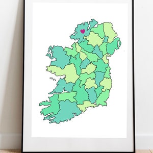Personalisierte Landkarte Irland Wandkunst Zeichnung Druck Kunst Illustration Geschenk | Zeichnung Skizze | Irische | Irland | Irische Drucke |