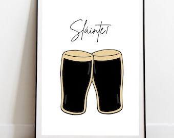 Guinness Slogan | Slainte | Gift | Art | Illustration | Drawing | Sketch | Irish Prints | Ireland | Eire |