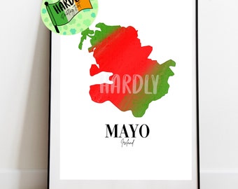 County Mayo Mhaigh Eo Map Print Minimalist Gift Art Illustration Drawing Sketch Irish Ireland County Outline Map Line Drawing