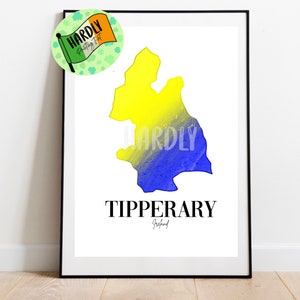 Comté de Tipperary Tiobraid Árann Carte Impression Minimaliste Cadeau Art Illustration Dessin Croquis Irlande Irlande Comté Contour Carte Dessin au trait
