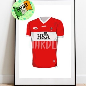 County Derry Home GAA Jersey Print Cadeau Art | Illustratie | Tekening | Schets | Ierse | GAA | Ierland | Kleding | Top | Sport | Ierse prenten |