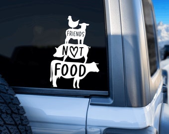 Friends not food vinyl decal, vegan, bumper sticker