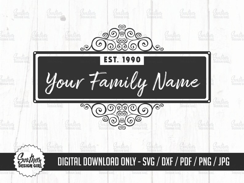 Personalized Family Name Sign SVG Monogram Family Last Name Etsy