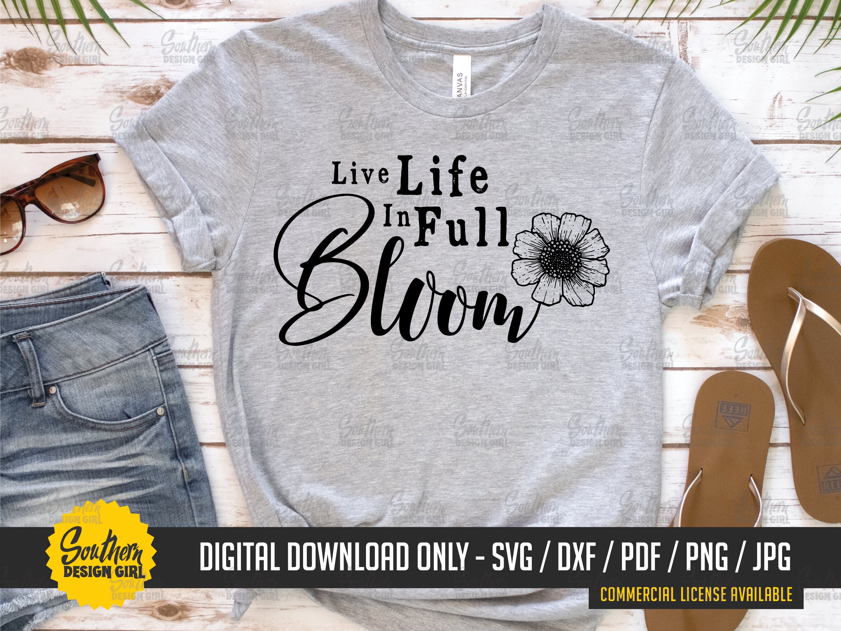 Spring Svg Live Life in Full Bloom Svg flower Svg easter - Etsy