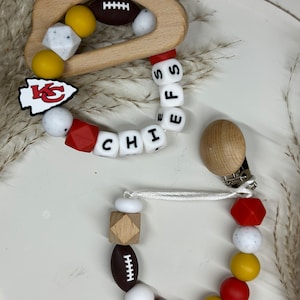 Chiefs style!Personalized Baby Toy Ring, Personalized Baby Toy Gift, Silicone Ring with Name, Baby Shower Gift, Name Rattle Toy, Baby Rattle