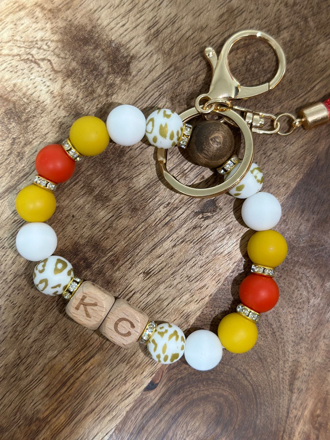 Kc/chiefs/kansas City/chiefs Nation Silicone Bead Wristlet/keychain - Etsy