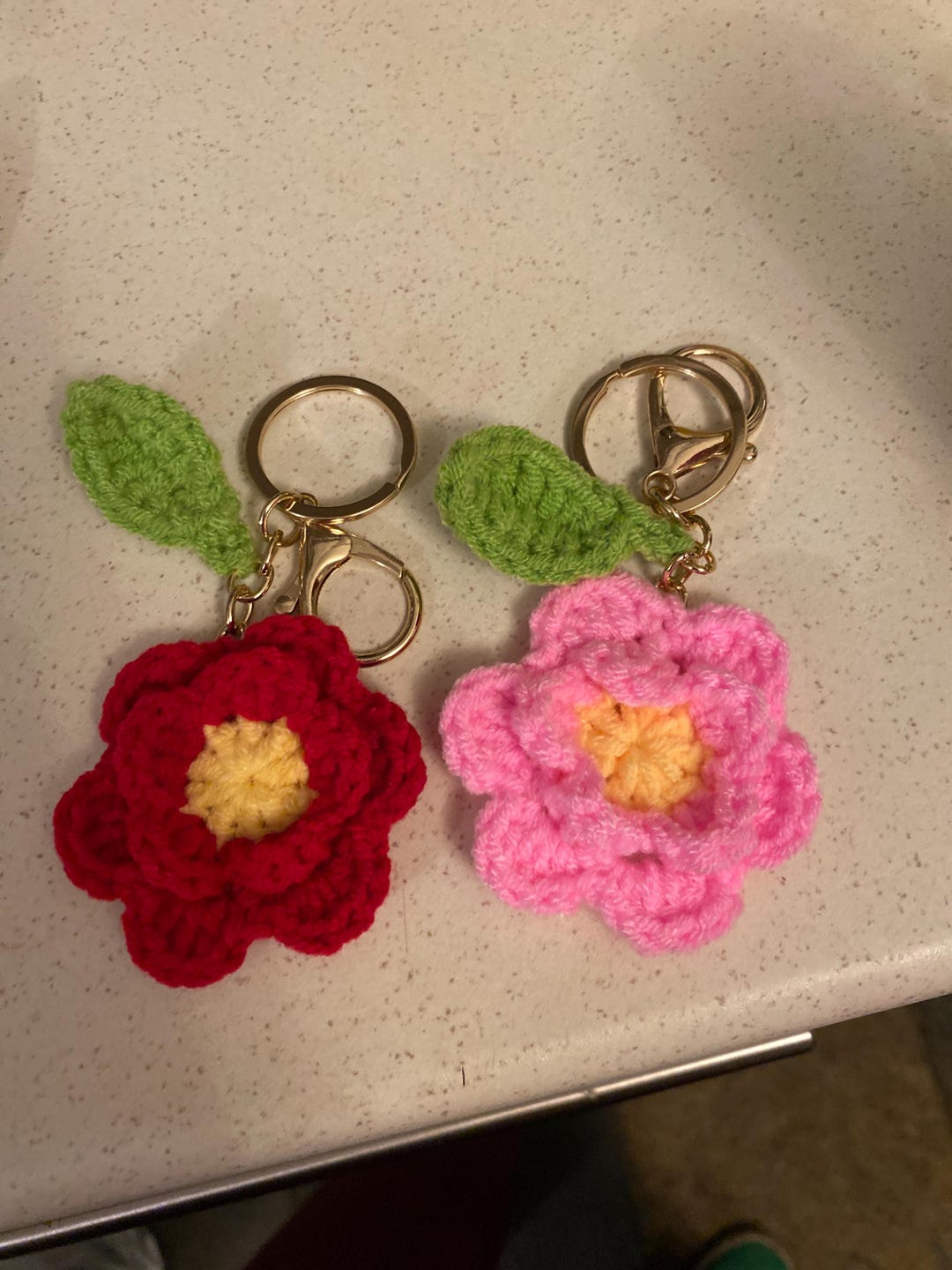 Small Crochet Key Rings Crochet Hand Made Key Ring Flower - Etsy