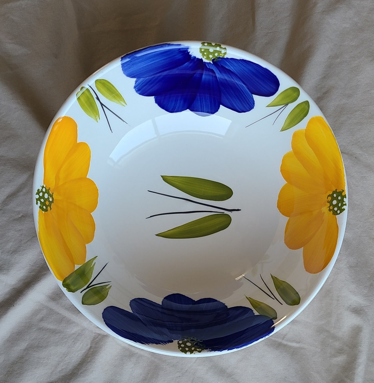 Maxam Italian Daisy Hand Painted Fluted 2 Quart Serving Bowl Etsy