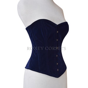 Overbust Velvet Steel Boned Corset Blue Corset Waist Training Women's Heavy Duty Velvet Corset