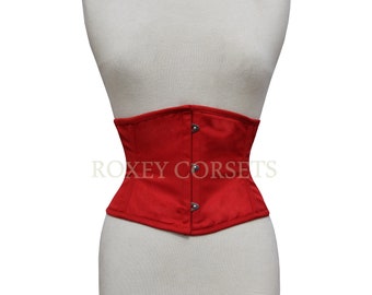 Red Cotton Corset Waspie Corset Steel Boned Corset Women&#39;s Underbust Corset Tight Lacing Corset