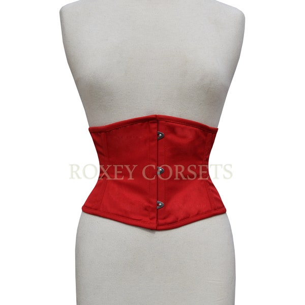 Red Cotton Corset Waspie Corset Steel Boned Corset Women's Underbust Corset Tight Lacing Corset