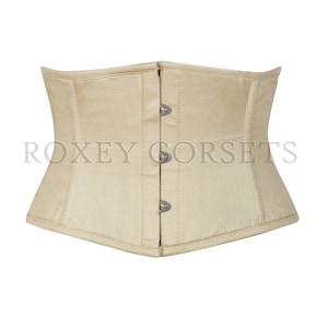 Beige / Skin Corset Waist Trainer Steel Boned Twill Cotton Underbust Waspie Cincher Corset