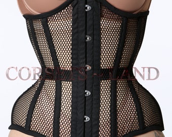 Mesh Corset Waist Trainer Corset Underbust Corset Steel Boned Corset Heavy Duty Hourglass Corset , W201