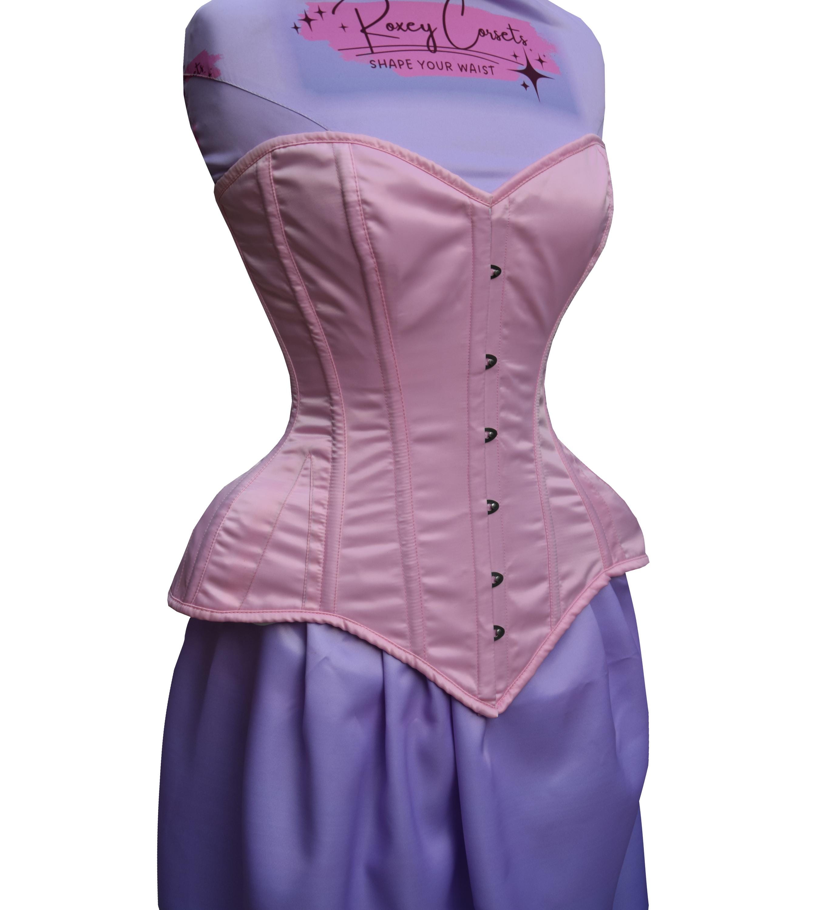 Baby Pink Satin Overbust Corset Waist Training Corset Heavy Duty Baby Pink Satin Corset