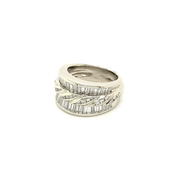 Platinum Twisted Band with Baguette and Round Diamonds - Gem