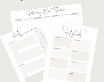 Plantillas imprimibles para planificador de comidas: Menú semanal, lista de la compra (PDF)