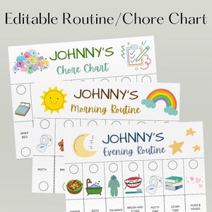 Kids Flip Routine Chart Editable Printable, Morning Evening Bedtime Flip Chart, Visual Schedule For Kids Toddler Chore Chart Canva Template