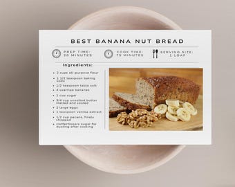 Plantilla de tarjeta de recetas minimalista: Diseño imprimible de Canva (descarga digital)