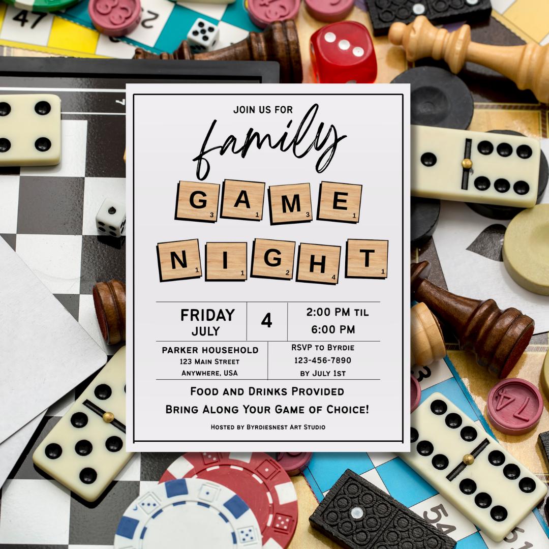 Editable Family Game Night Flyer Template: School PTA/PTO Fundraiser ...