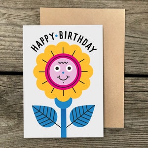 Klappkarte - A6 - Geburtstagskarte - Happy Birthday - Crazy Flower - Verrückte Blume - Karte Junge Mädchen Mann Frau