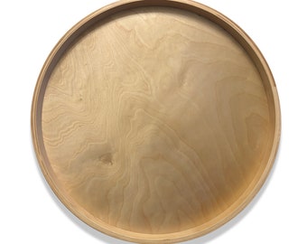 Extra Large Round Ottoman Tray - Wood Sensory and Montessori - Custom Wooden Serving Platter for Home & Education 32, 28, 24, 20, 18 Inches