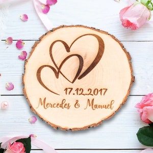 Hochzeit - Baumscheibe mit Namen & Datum - Personalisiert - Hochzeitsgeschenk