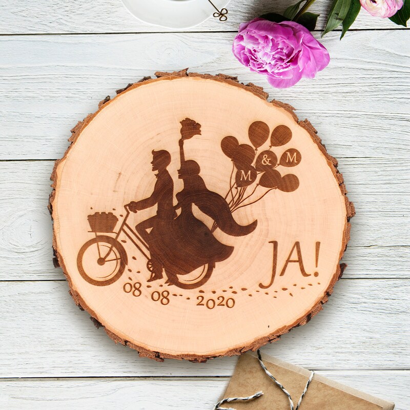 Personalisiertes Hochzeits-Schneidebrett Eiche - Geschenk Mit Namen & Datum