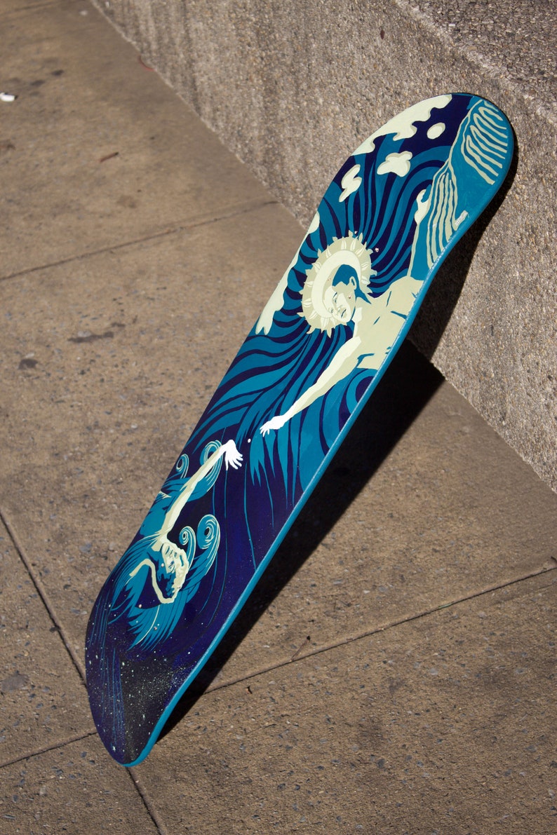 Handpainted Wooden Skateboard Deck Original Painting on 8.0 Deck Etsy