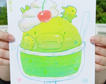 Kuchipatchi Melon Soda Risograph Druck