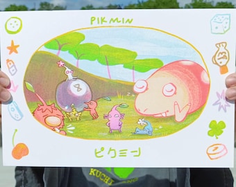 Pikmin Risograph Druck