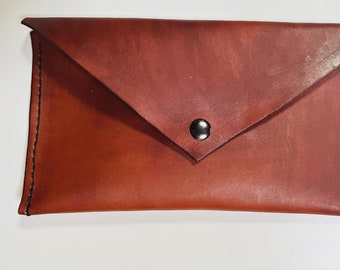 Simple Handmade Leather Envelope Clutch
