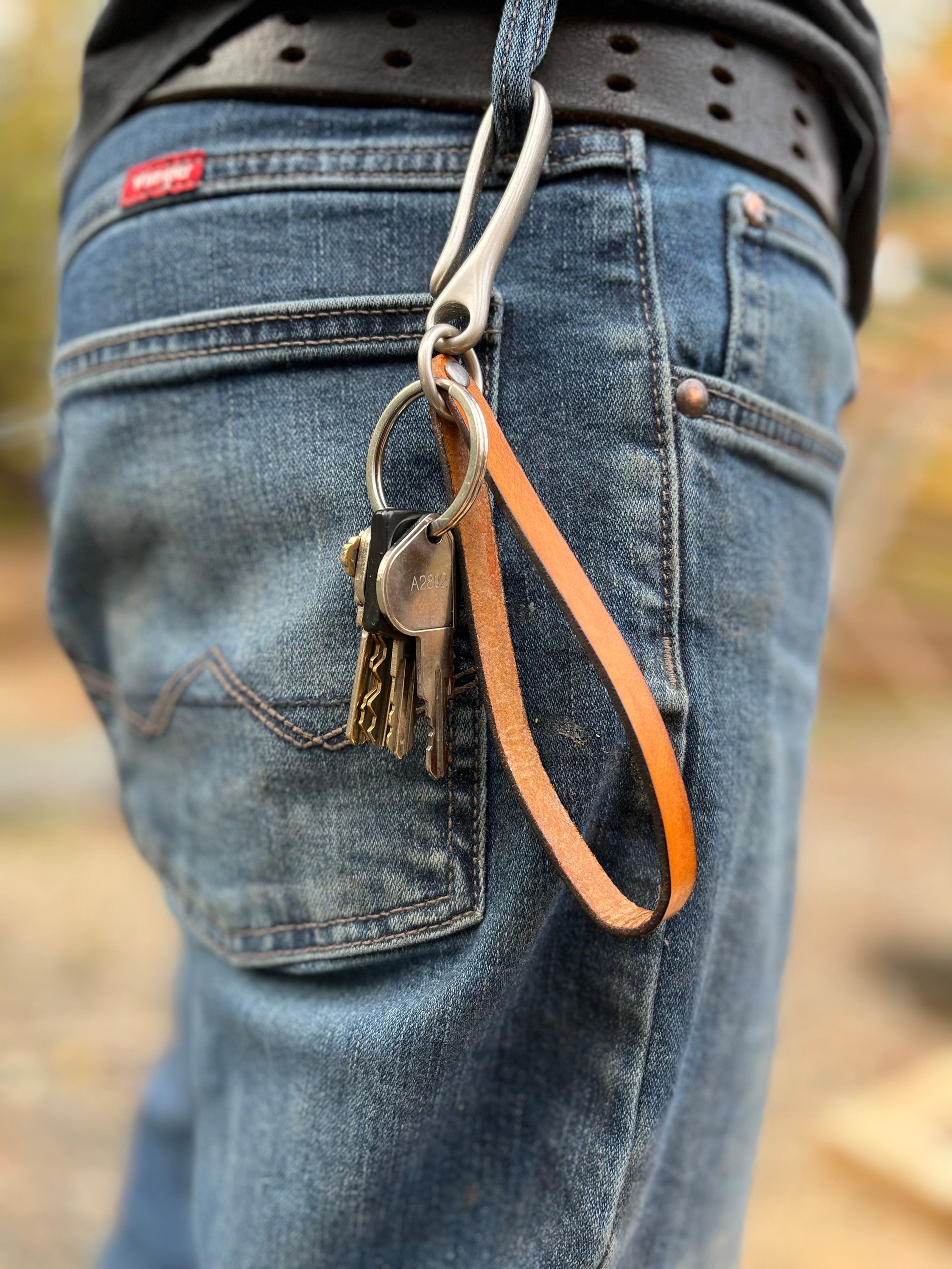 Leather Keychain With Beltloop Hook Etsy
