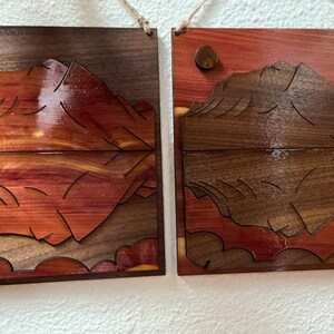 Banff wood laser layered wall decor cedar and walnut