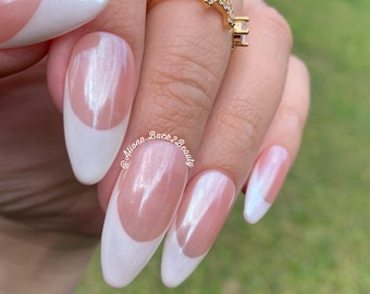 Classic Glazed Donut French Nails/ Elegant Nails/ Minimalistic Nails/ Short Press On Nails/ Reusable Fake Nails/ Trendy Nails/ Wedding Nails