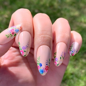 Cute Floral Press on Nails/Glue on Nails