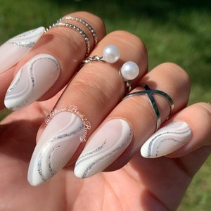 BRIDE TO Be-press on Nails-luxury Nails-french Nails-aesthetics Nails- rhinestones Nails-bride Nails-party Nails-white Nails 