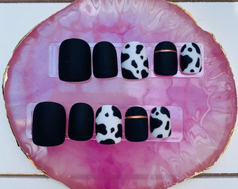 Reusable Cow Print Press On Nails