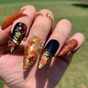 Nail Art Glitter Copper Bronze Metallic Shiny Foil Flakes Rust Orange Leaf  Metal