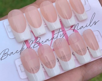 Uñas francesas clásicas/Uñas reutilizables/Uñas artesanales